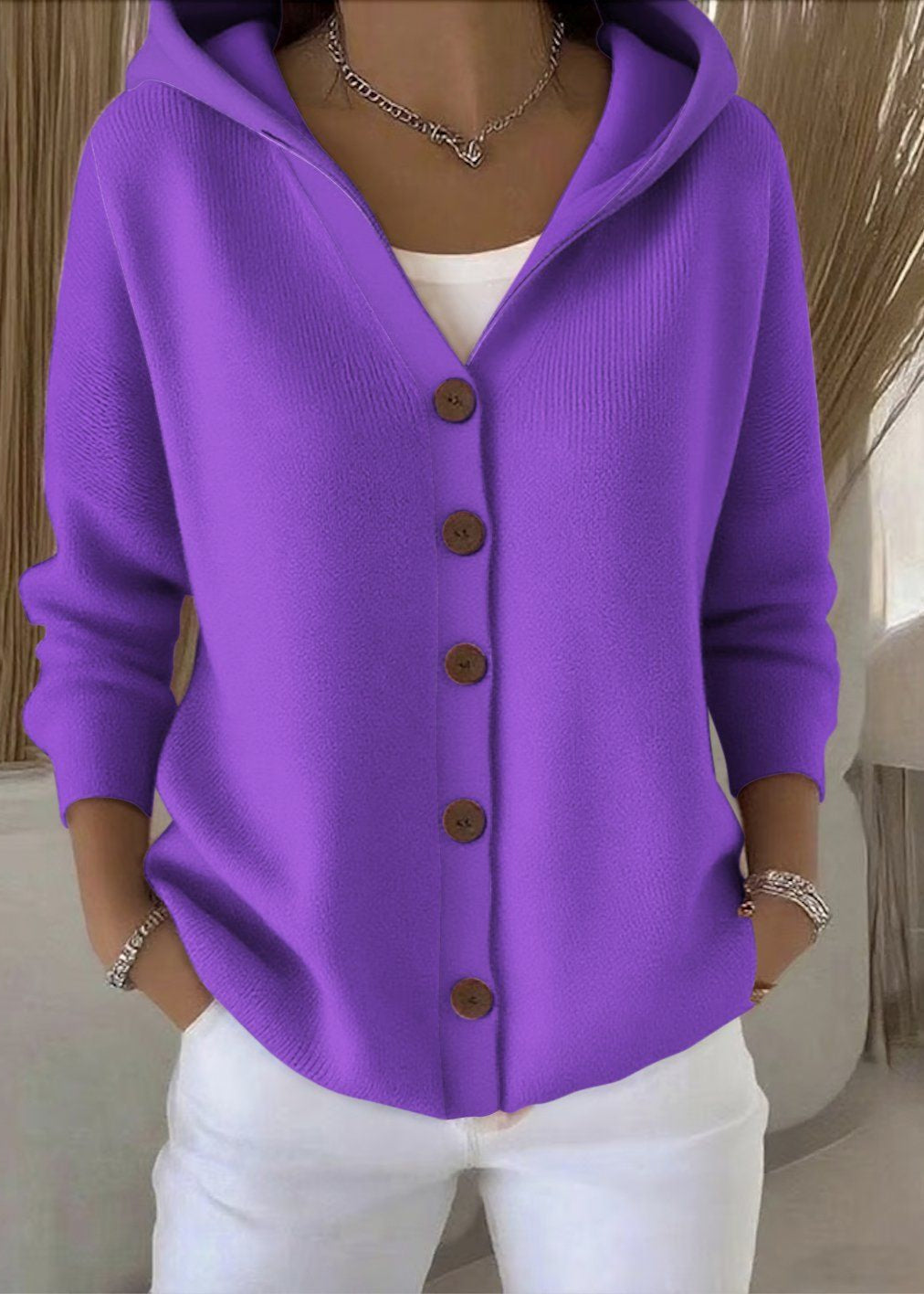 Zoey | Women's Hooded Button Cardigan