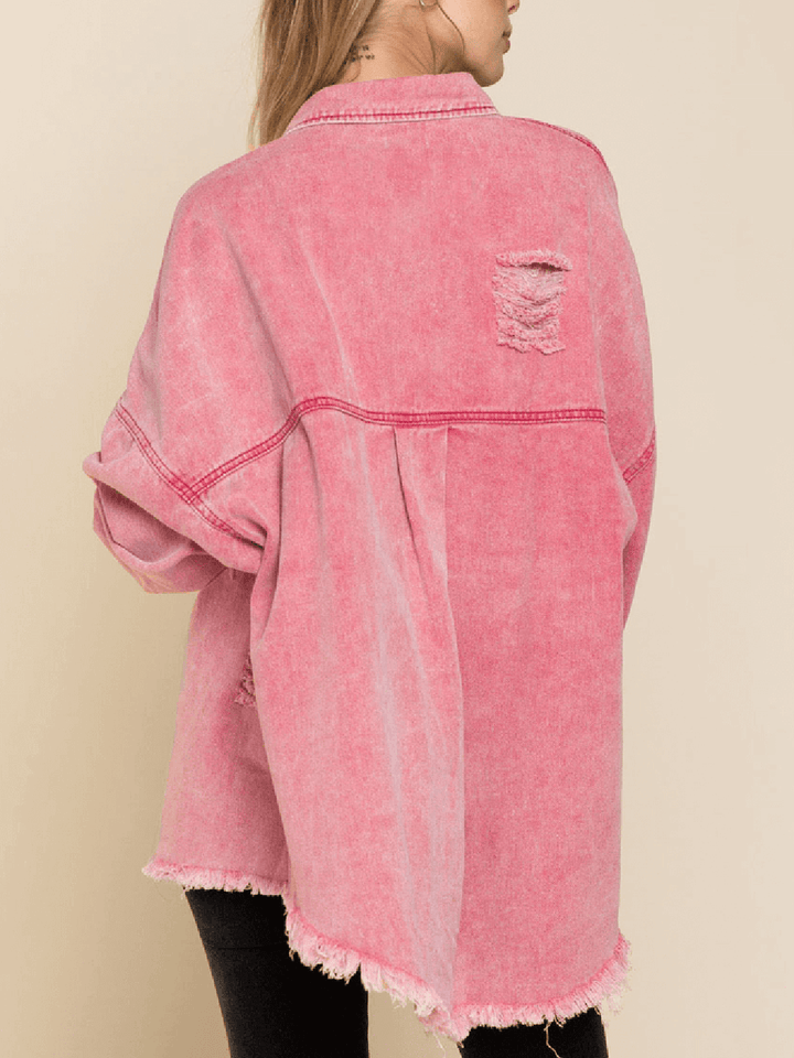 Grace & Jess | Cotton Distressed Denim Jacket