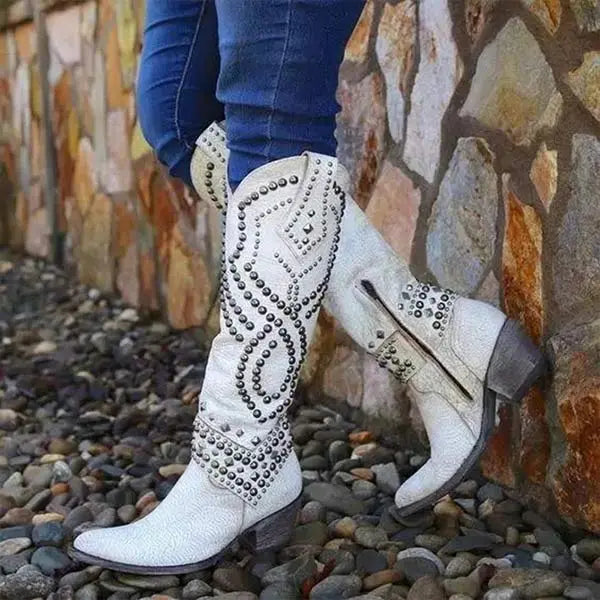 Ada | Women's Studded Western Cowboy Knee High Boots