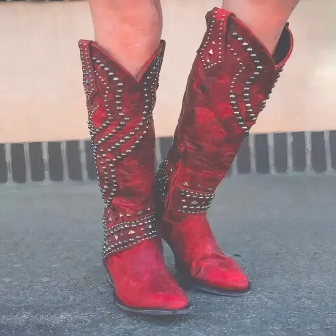 Ada | Women's Studded Western Cowboy Knee High Boots