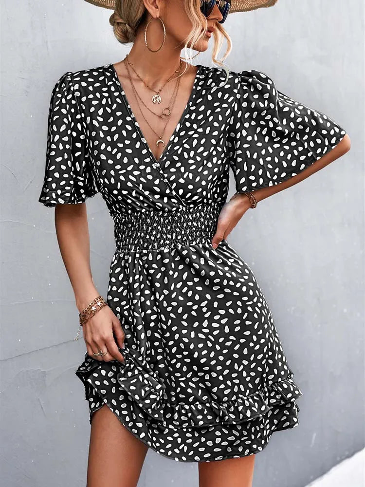 Yannick | Women's Floral Frill Sleeve Wrap Midi Summer Dress