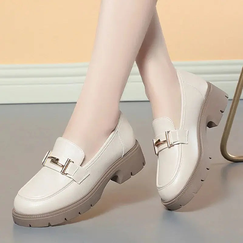 Eira | Women's Chic Platform Mary Janes with Gold Buckle Detail