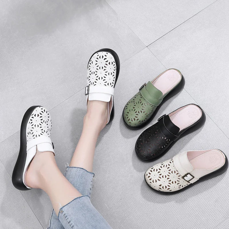 Elara | Women's Floral Pattern Slip-On Clogs with Buckle Detail