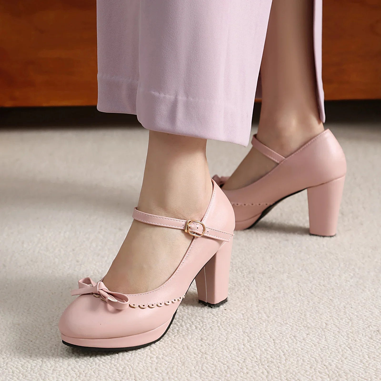 Idris | Women's Classic Platform Mary Janes with Bow