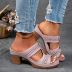 Maris | Women's Stylish Block Heeled Sandals with Perforated Detail
