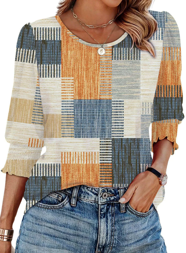 Finian | Women's Floral Print Three-Quarter Sleeve Top