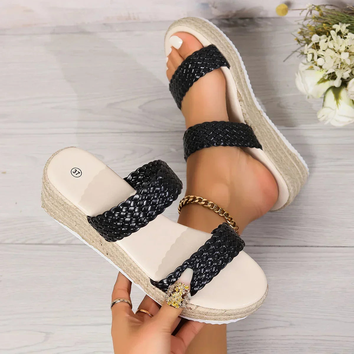 Finn | Women's Woven Double Strap Espadrille Platform Sandals