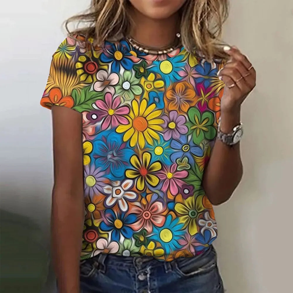 Jarlath | Women's Bold Floral Graphic Short Sleeve T-Shirt
