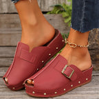 Aurora | Women's Open Front Slip-On Clogs with Buckle Detail