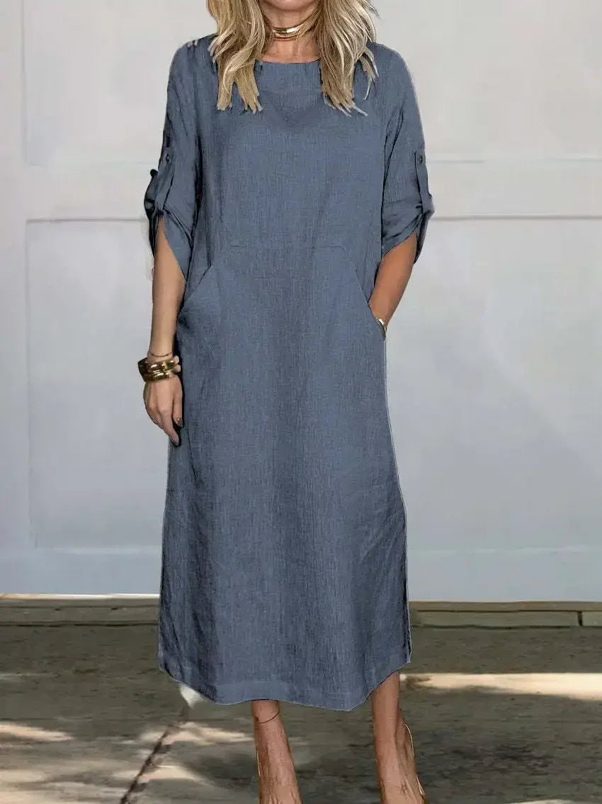 Dove | Women's Breezy Loose Fit Pocket Midi Dress