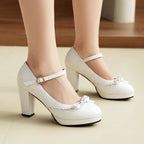Idris | Women's Classic Platform Mary Janes with Bow