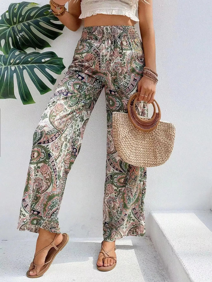 Grace & Jess | Vintage Printed Wide-leg Pants