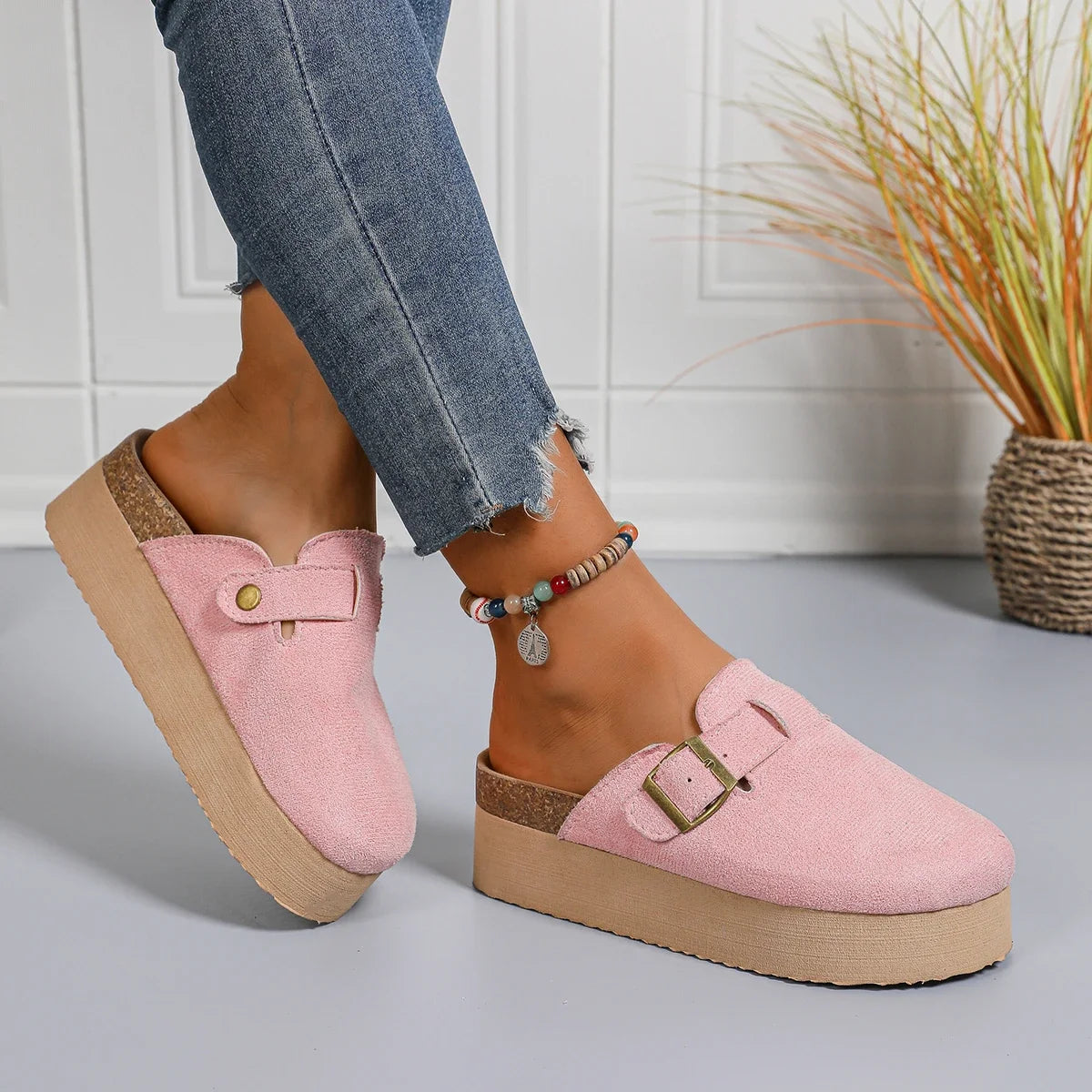 Maeva | Women's Platform Slide in Clogs with Buckle Detail