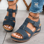 Sorcha | Women's Orthopedic Perforated Wedge Sandals with Ankle Strap