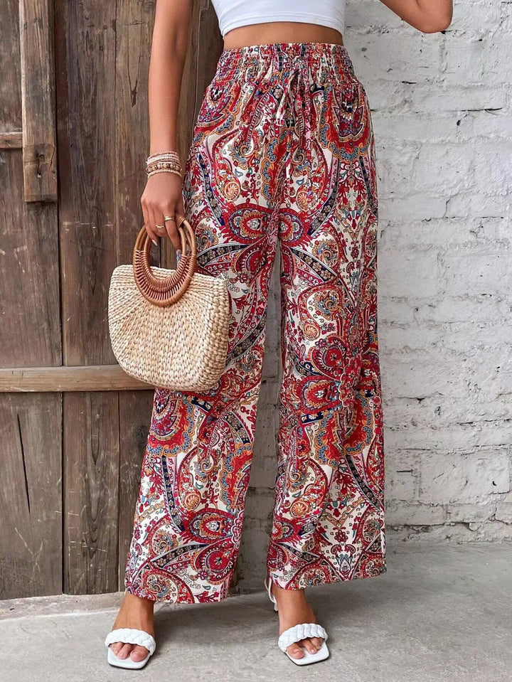 Grace & Jess | Vintage Printed Wide-leg Pants