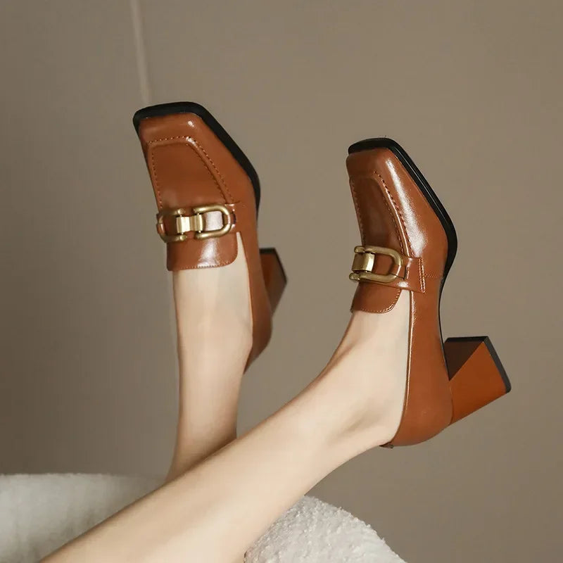 Elowen | Women's Elegant Square Toe Mary Janes with Buckle Detail