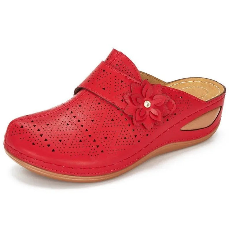 Elowen | Women's Floral Slip On Clogs with Perforated Design