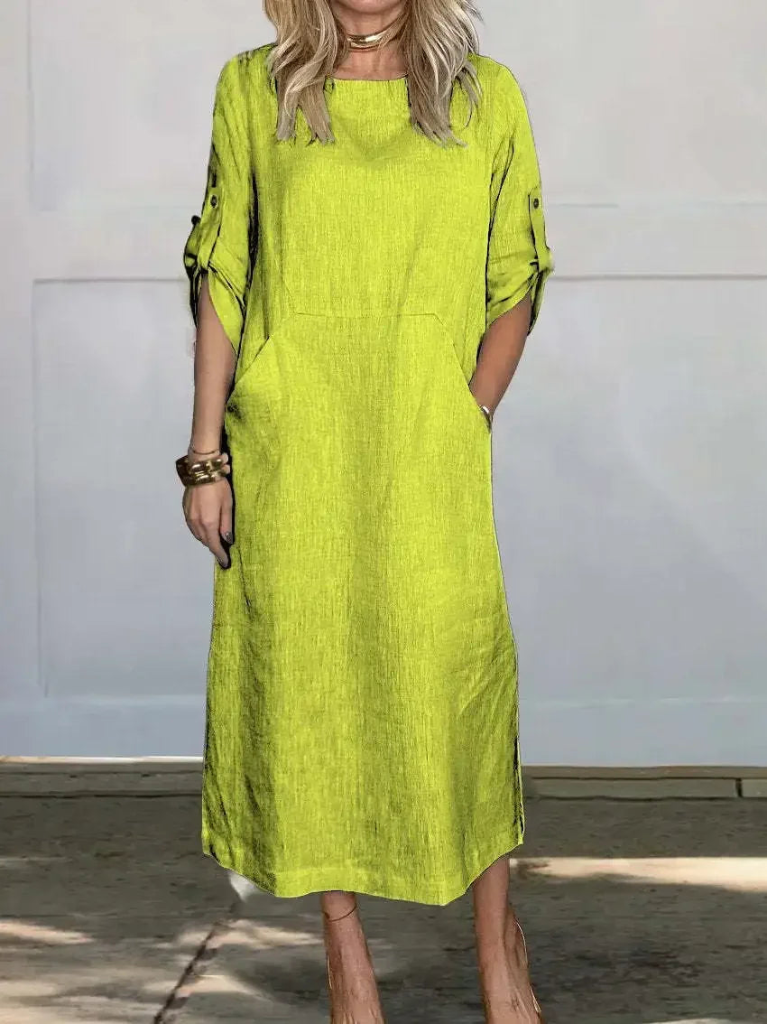 Dove | Women's Breezy Loose Fit Pocket Midi Dress