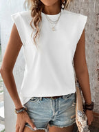 Ualda | Women's Cap Sleeve Crew Neck Relaxed Fit Top