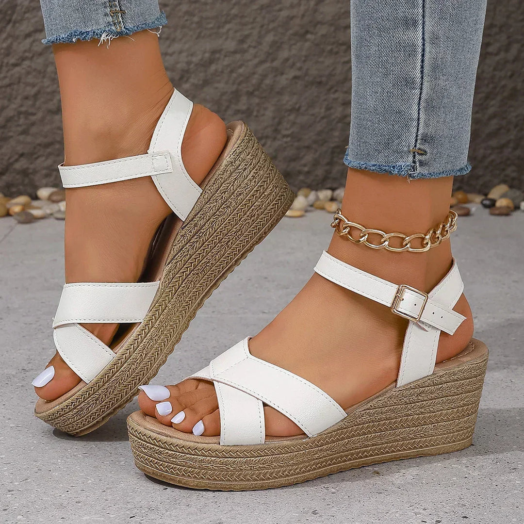 Dashiell | Women's Elegant Cross Strap Espadrille Wedge Sandals