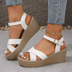 Dashiell | Women's Elegant Cross Strap Espadrille Wedge Sandals