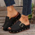 Aurora | Women's Open Front Slip-On Clogs with Buckle Detail