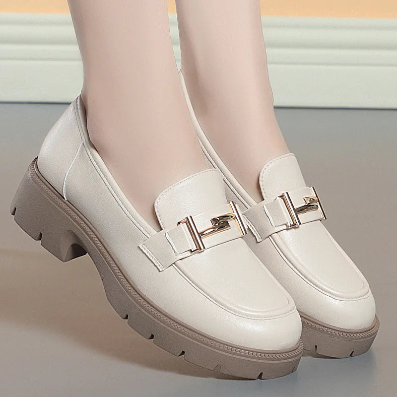 Eira | Women's Chic Platform Mary Janes with Gold Buckle Detail