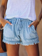 Afton | Women's Casual Frayed Hem Summer Shorts