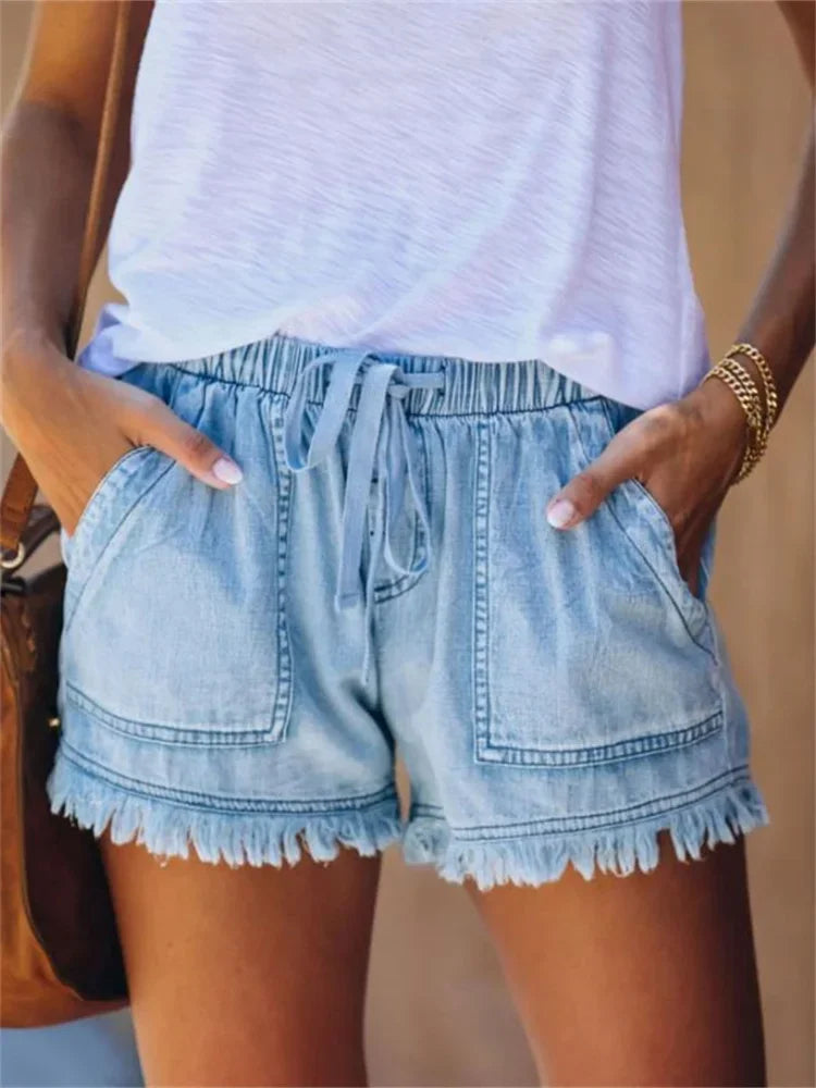 Afton | Women's Casual Frayed Hem Summer Shorts