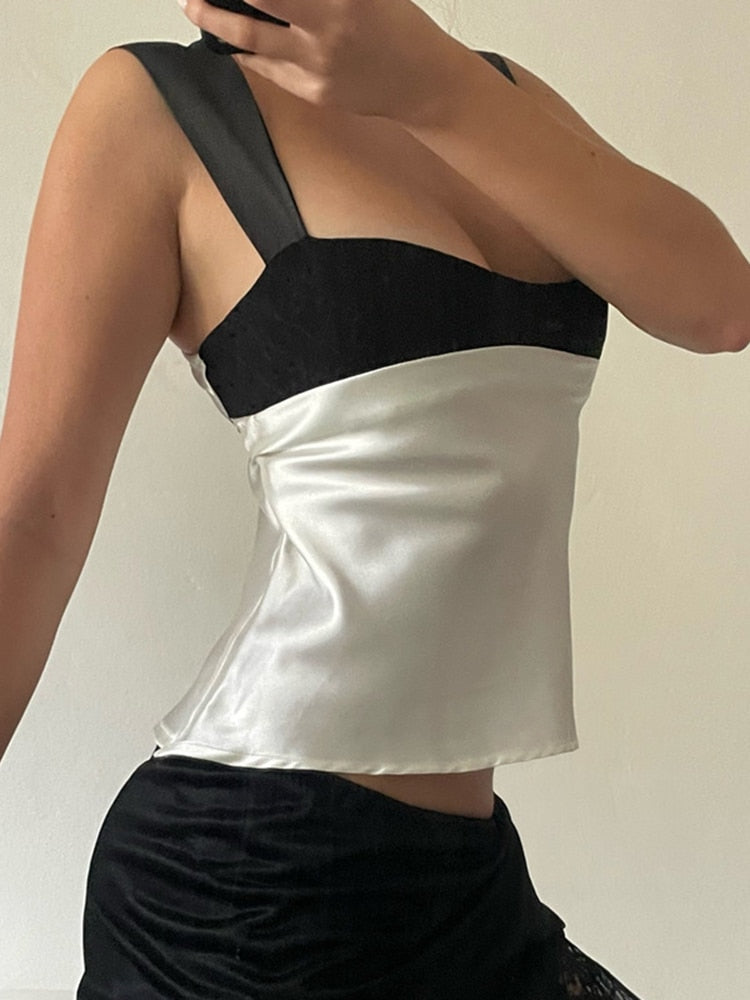 Luxara | Women's Two-Tone Contrast Cropped Vest Corset Top