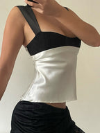 Luxara | Women's Two-Tone Contrast Cropped Vest Corset Top