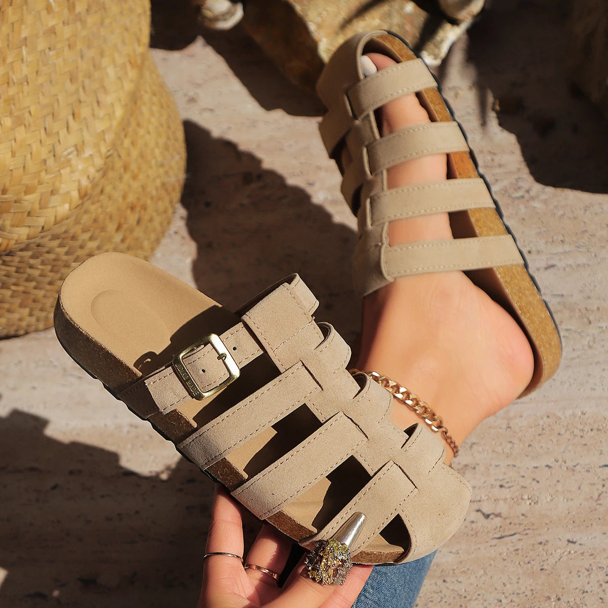Kaia | Women's Rustic Slip-On Clogs with Buckle Detail
