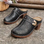 Lorelei | Women's Chic Heeled Slip On Clogs with Buckle Detail
