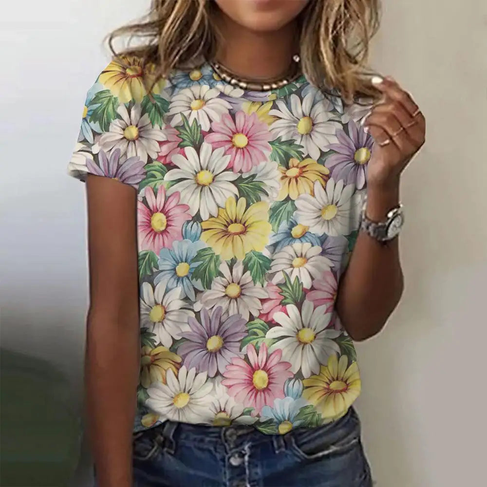Jarlath | Women's Bold Floral Graphic Short Sleeve T-Shirt