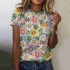 Jarlath | Women's Bold Floral Graphic Short Sleeve T-Shirt
