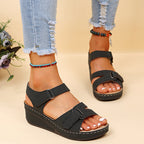 Ingeborg | Women's Cut-Out Velcro Wedge Sandals