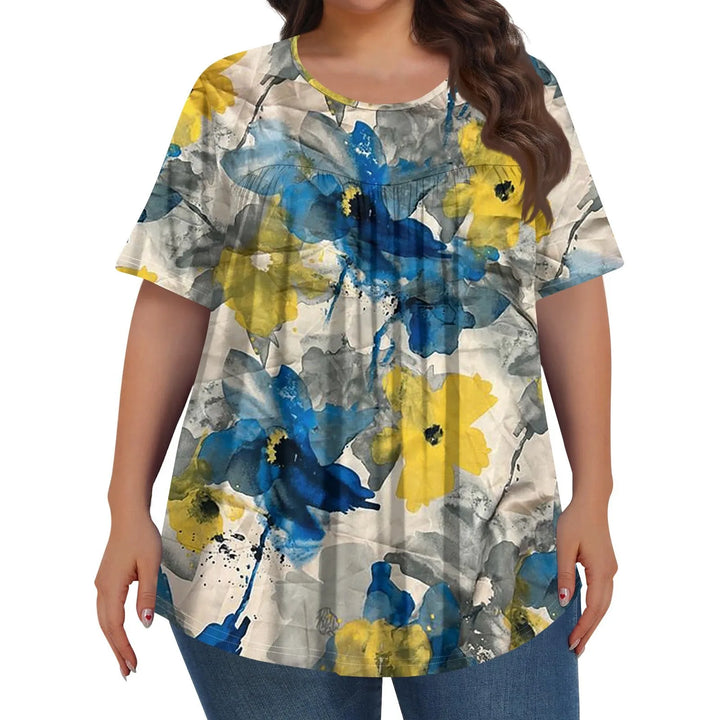 Sorley | Women's Floral Graphic Color Block Short Sleeve Top