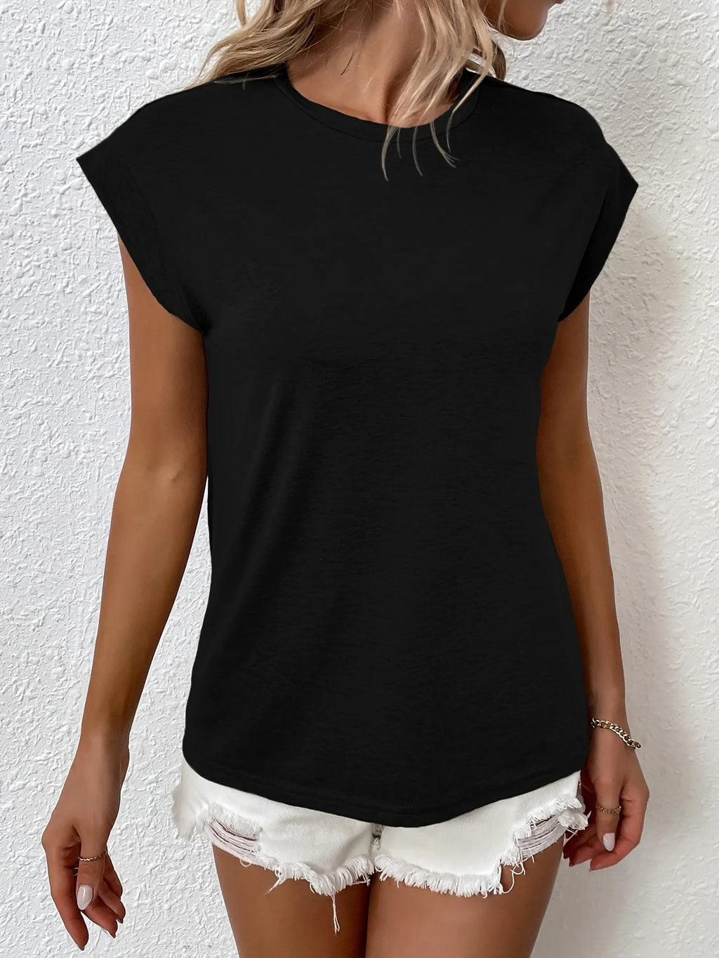 Quillan | Women's Cap Sleeve Crew Neck Relaxed Fit T-Shirt