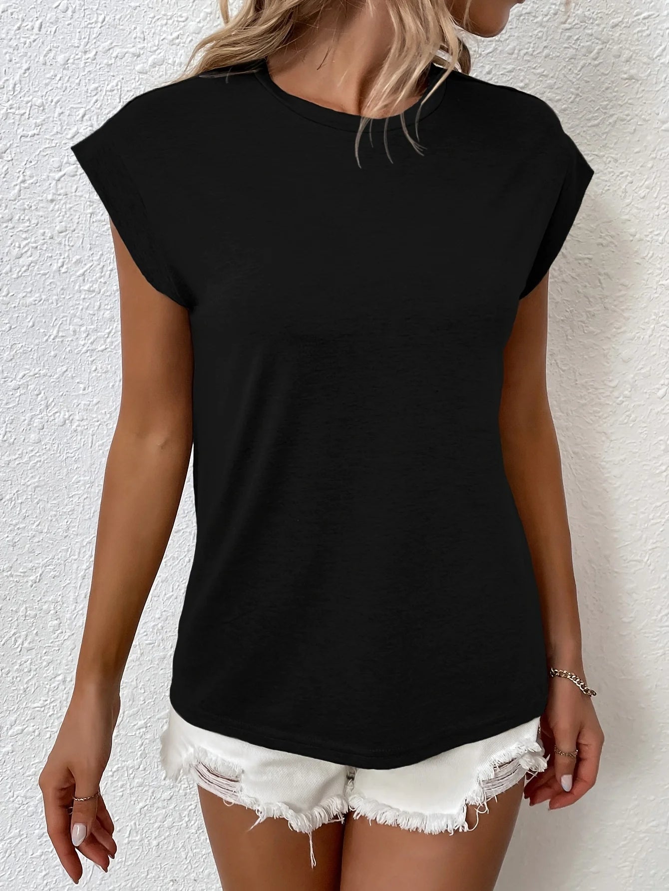 Quillan | Women's Cap Sleeve Crew Neck Relaxed Fit T-Shirt