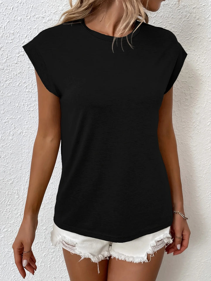 Quillan | Women's Cap Sleeve Crew Neck Relaxed Fit T-Shirt