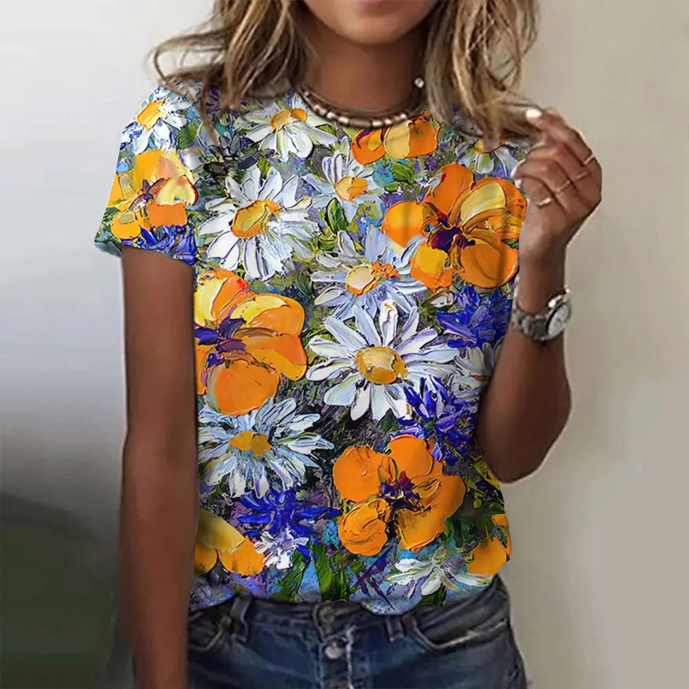 Jarlath | Women's Bold Floral Graphic Short Sleeve T-Shirt