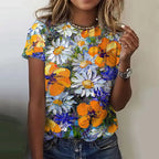 Jarlath | Women's Bold Floral Graphic Short Sleeve T-Shirt