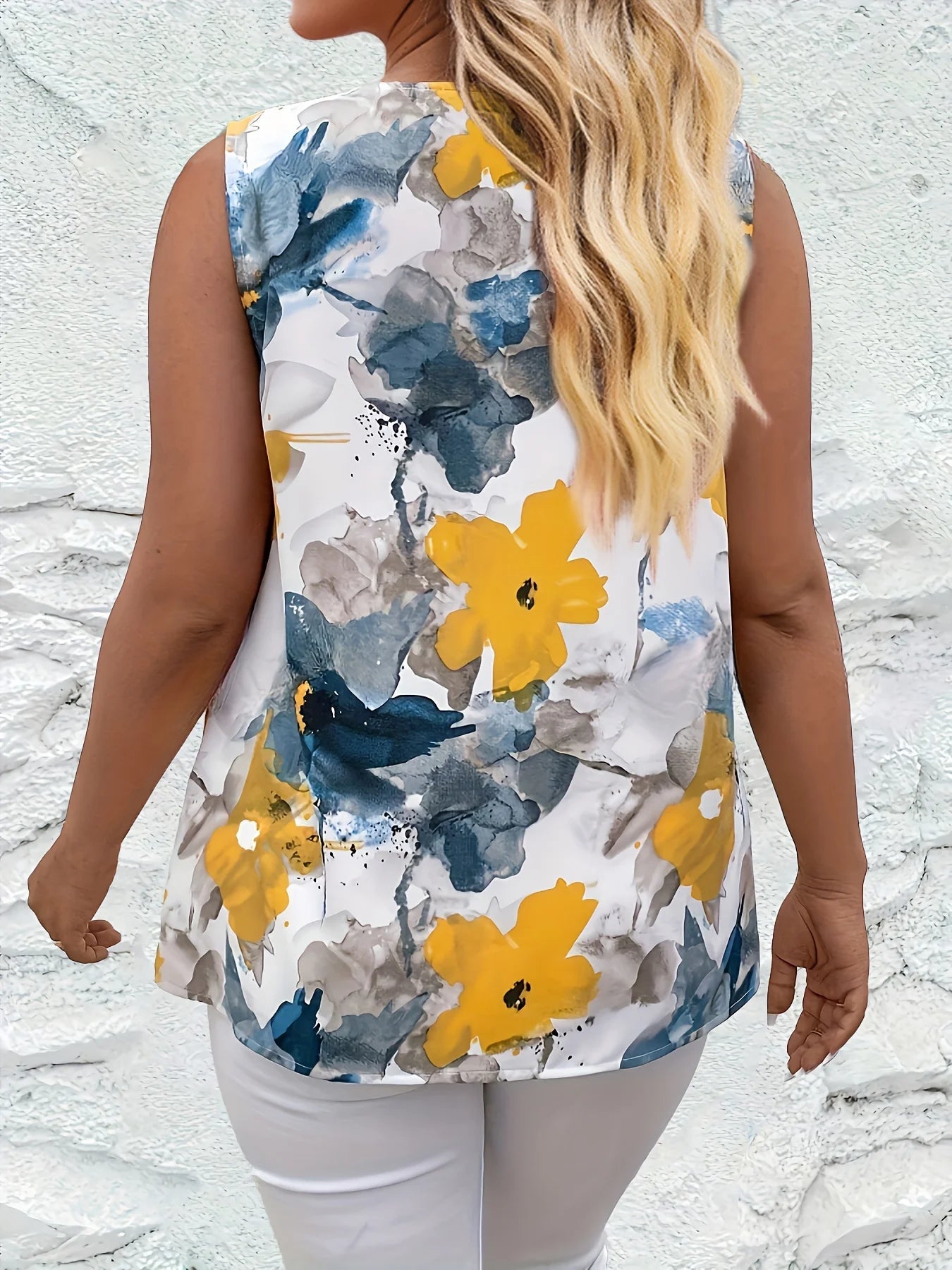 Maeldun | Women's Floral Print V-Neck Sleeveless Vest Top