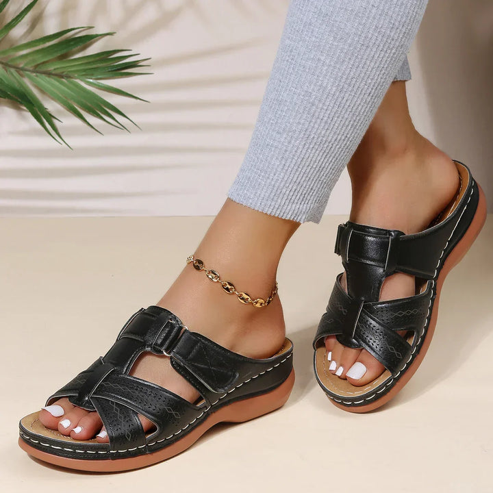Cillian | Women's Cut-Out T-Bar Wedge Sandals