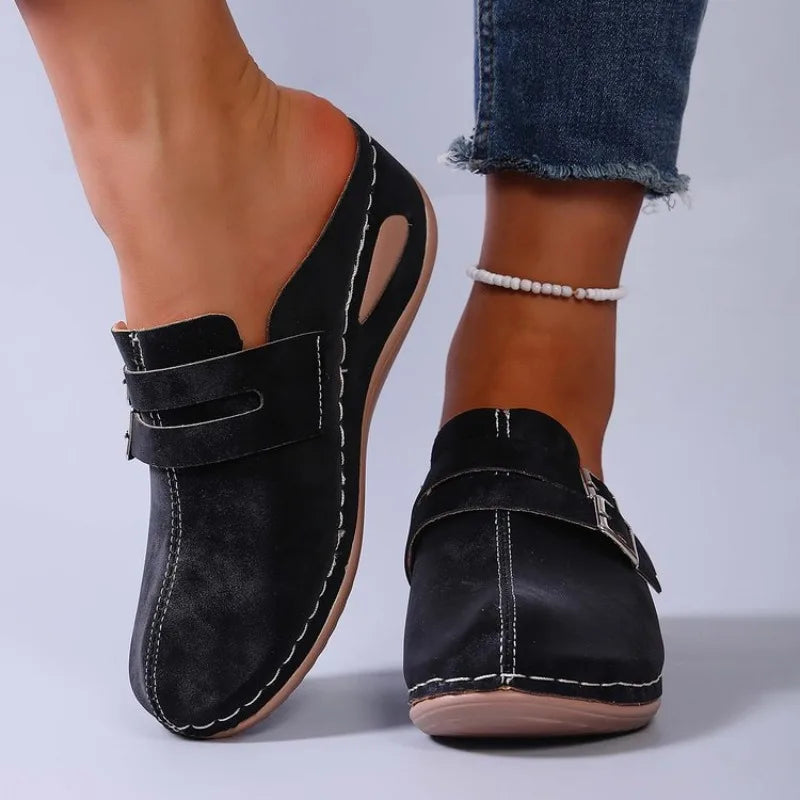 Fallon | Women's Classic Strapped Slip On Clogs with Buckle Detail