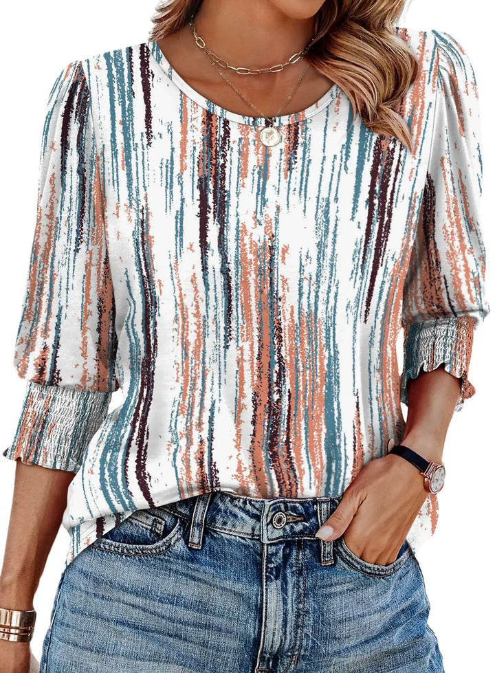 Finian | Women's Floral Print Three-Quarter Sleeve Top