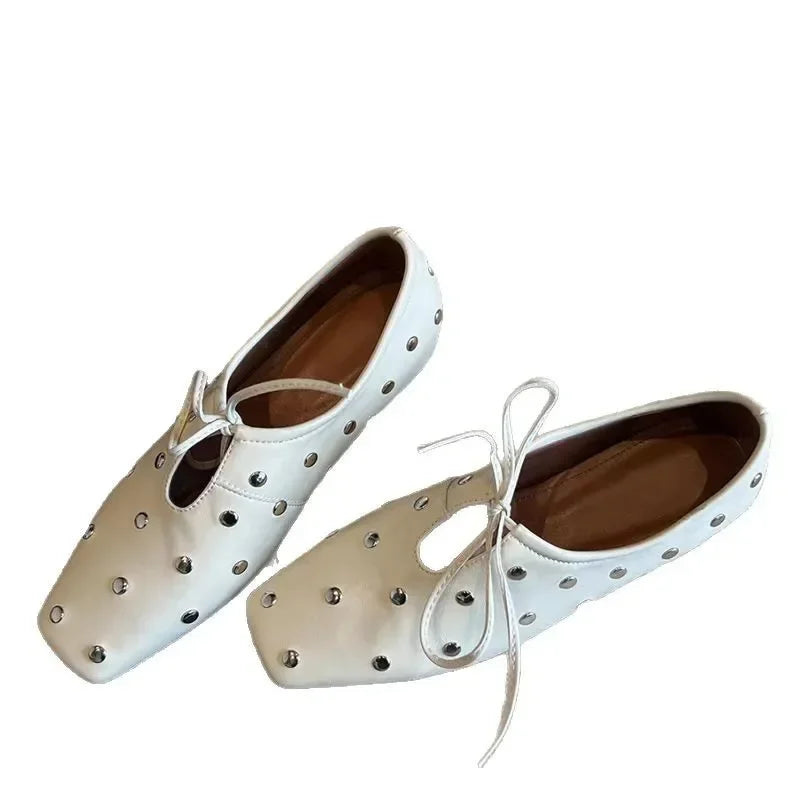 Sanne | Women's Chic Mary Janes with Stud Detailing and Square Toe