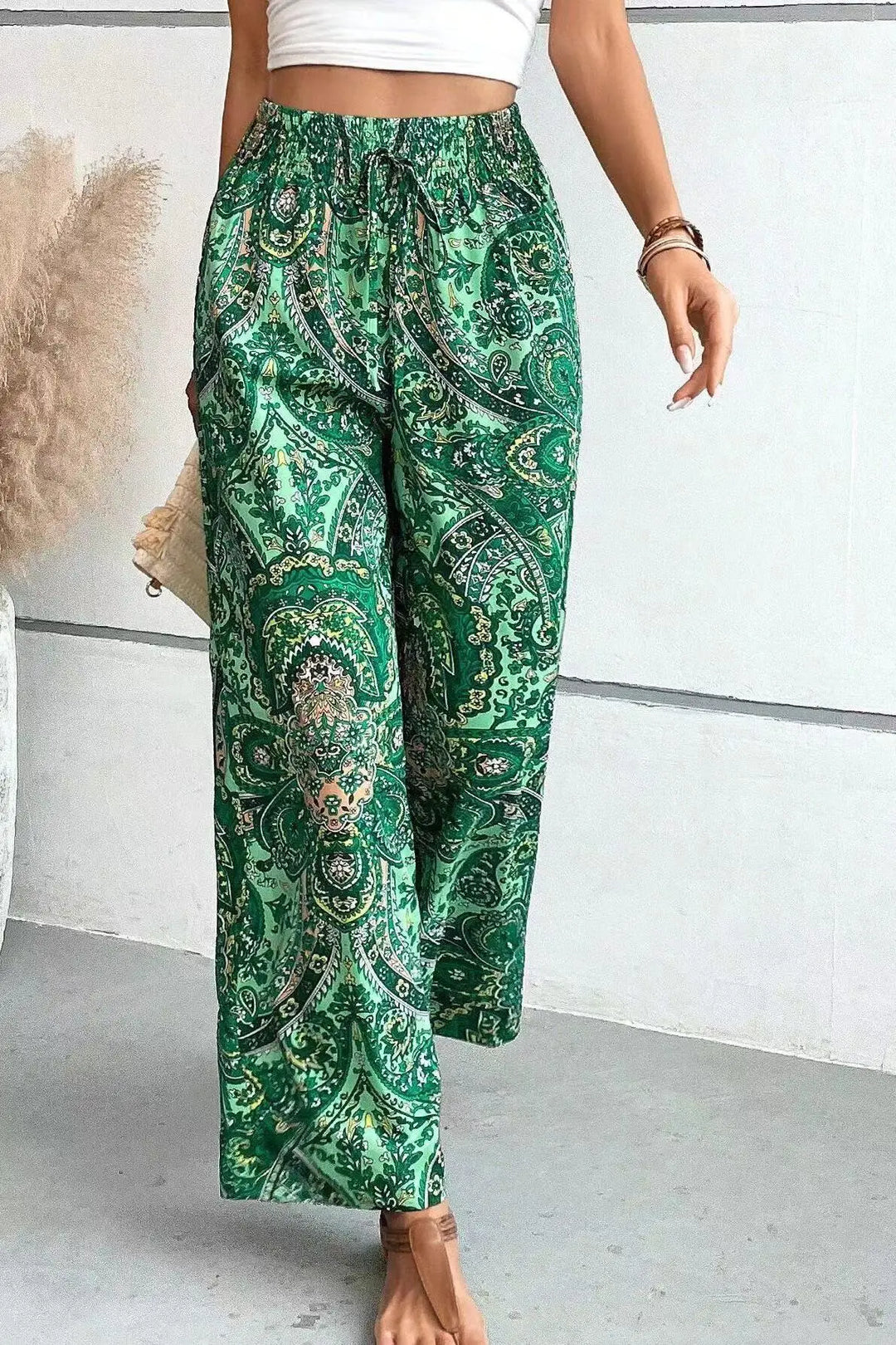 Grace & Jess | Vintage Printed Wide-leg Pants