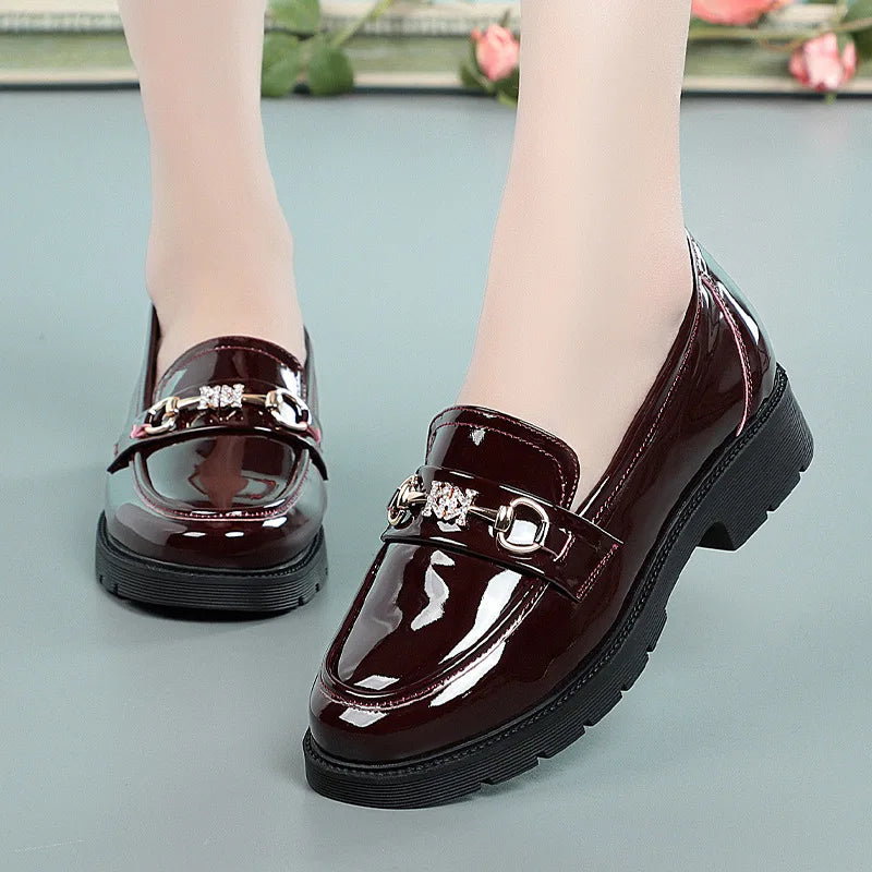 Norah | Women's Classic Patent Mary Janes with Chain Detail