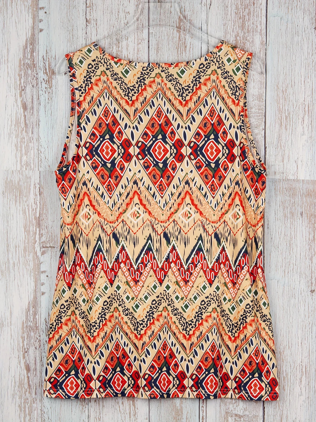 Zosima | Women's Geometric Print Ruched Sleeveless Top